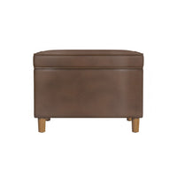 Fero Storage Ottoman, 24 Inch Rectangular, Dark Brown Faux Leather -BM334090