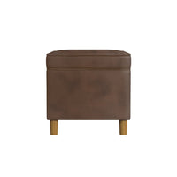 Fero Storage Ottoman, 24 Inch Rectangular, Dark Brown Faux Leather -BM334090