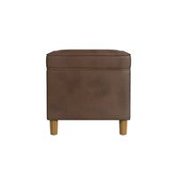 Fero Storage Ottoman, 24 Inch Rectangular, Dark Brown Faux Leather -BM334090