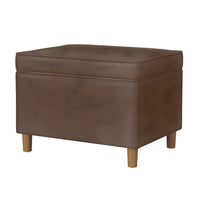 Fero Storage Ottoman, 24 Inch Rectangular, Dark Brown Faux Leather -BM334090