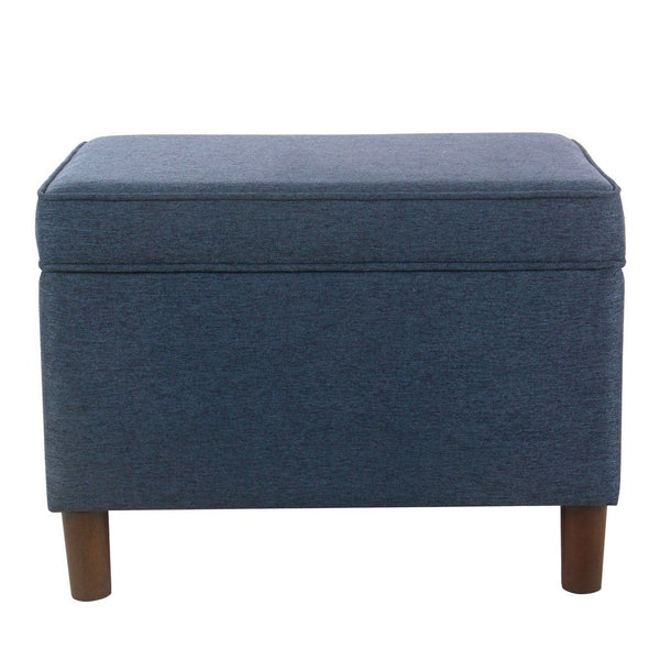 Fero Storage Ottoman, 24 Inch Rectangular Hinged Lid, Blue Upholstery -BM334091
