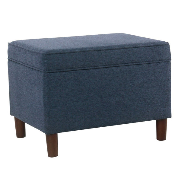 Fero Storage Ottoman, 24 Inch Rectangular Hinged Lid, Blue Upholstery -BM334091