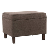Fero Storage Ottoman, 24 Inch Rectangular Hinged Lid, Brown Fabric -BM334092
