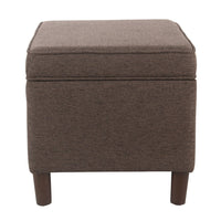 Fero Storage Ottoman, 24 Inch Rectangular Hinged Lid, Brown Fabric -BM334092