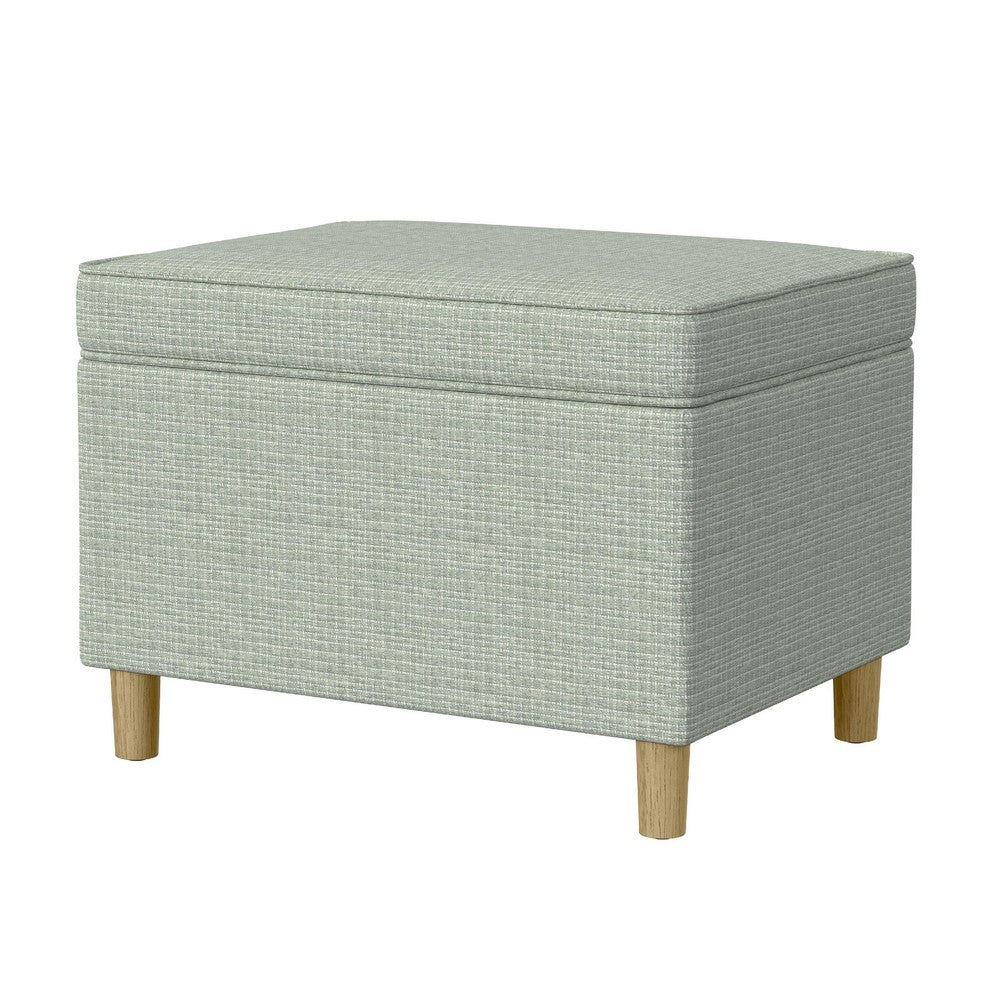 Fero Storage Ottoman, 24 Inch Rectangular Hinged Lid, Sage Green Woven -BM334093