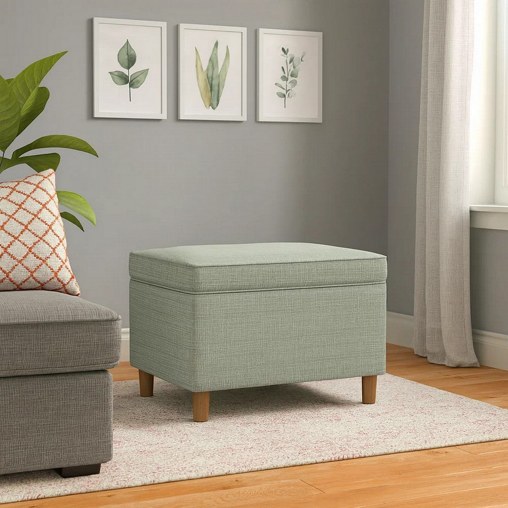 Fero Storage Ottoman, 24 Inch Rectangular Hinged Lid, Sage Green Woven -BM334093