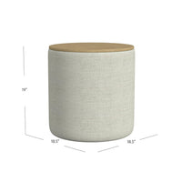 Mesy Storage Ottoman, Brown 19 Inch Round Tray Top, Gray Woven Fabric -BM334095