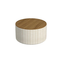 Jena Storage Ottoman, 30 Inch Round Lift Tray Top, Ivory Pinstripes -BM334100