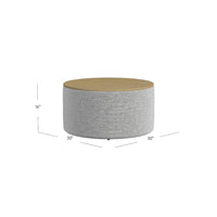 Mesy Storage Ottoman, 30 Inch Round Lift Tray Top, Light Gray Boucle -BM334101