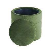 Pero Storage Ottoman, 18 Inch Round Removable Lid, Rich Green Velvet -BM334102
