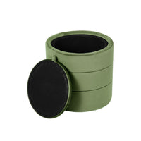 Pero Storage Ottoman, 18 Inch Round Removable Lid, Rich Green Velvet -BM334102