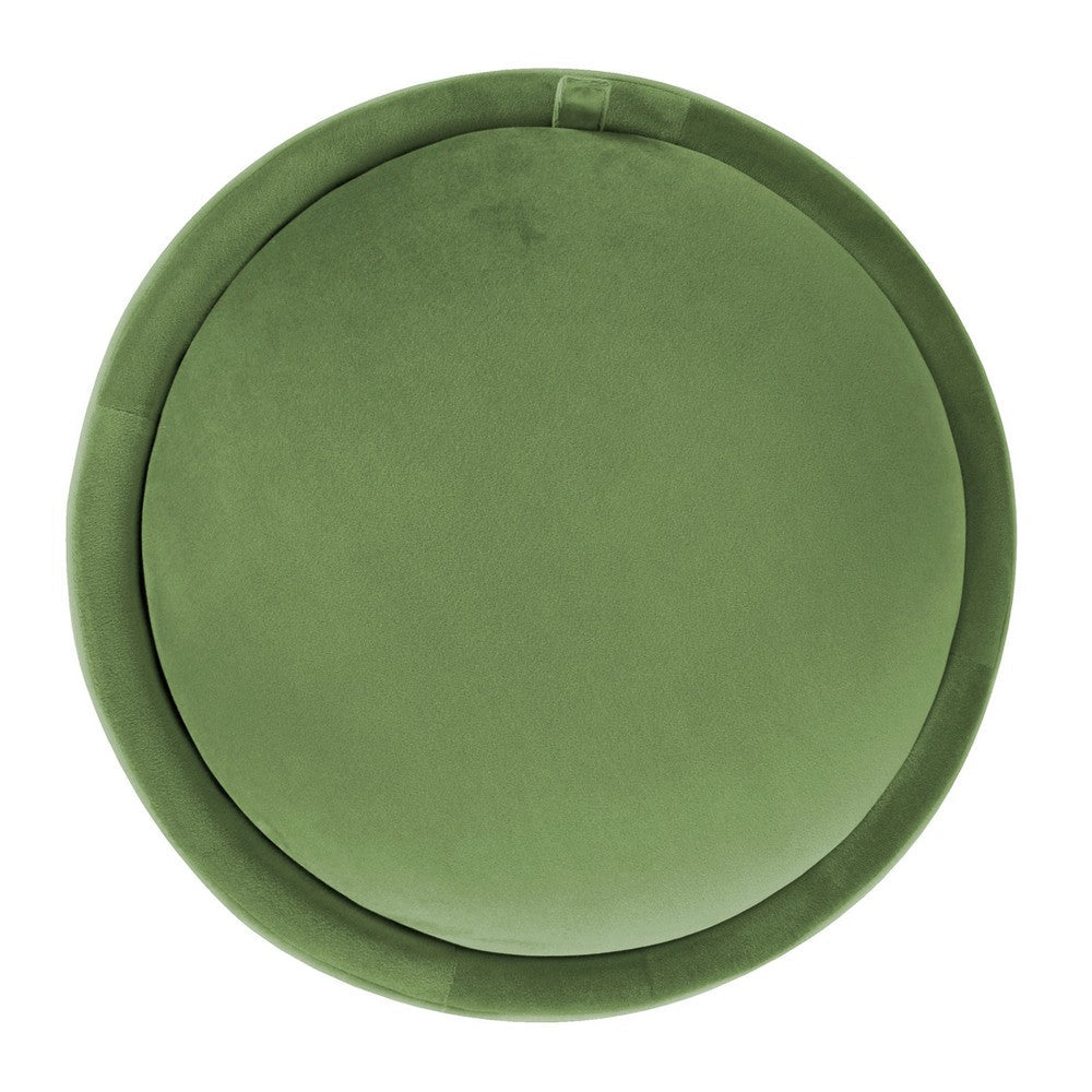 Pero Storage Ottoman, 18 Inch Round Removable Lid, Rich Green Velvet -BM334102