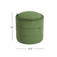 Pero Storage Ottoman, 18 Inch Round Removable Lid, Rich Green Velvet -BM334102