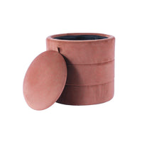 Pero Storage Ottoman, 18 Inch Round Removable Lid, Blush Pink Velvet -BM334103