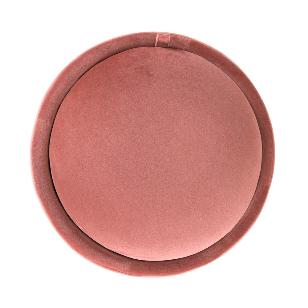 Pero Storage Ottoman, 18 Inch Round Removable Lid, Blush Pink Velvet -BM334103
