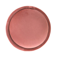 Pero Storage Ottoman, 18 Inch Round Removable Lid, Blush Pink Velvet -BM334103