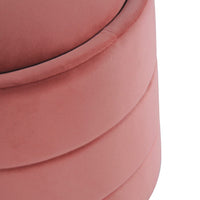 Pero Storage Ottoman, 18 Inch Round Removable Lid, Blush Pink Velvet -BM334103