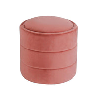 Pero Storage Ottoman, 18 Inch Round Removable Lid, Blush Pink Velvet -BM334103