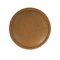 Pero Storage Ottoman, 18 Inch Round Removable Lid, Brown Faux Leather -BM334104