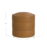 Pero Storage Ottoman, 18 Inch Round Removable Lid, Brown Faux Leather -BM334104