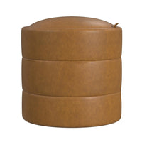 Pero Storage Ottoman, 18 Inch Round Removable Lid, Brown Faux Leather -BM334104