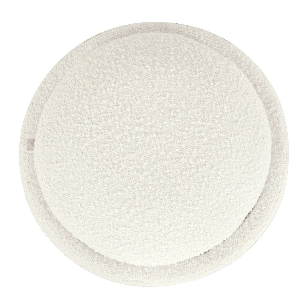 Pero Storage Ottoman, 18 Inch Round Removable Lid, White Boucle Fabric -BM334105