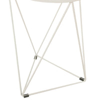 Accent Table, 18 Inch, Round Mirror Top and Open White Metal Base -BM334114