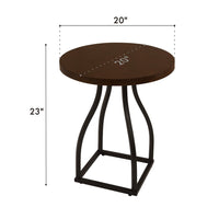 Tior Accent Table, 20 Inch Round Wood Laminate Top, Black Metal Base -BM334115