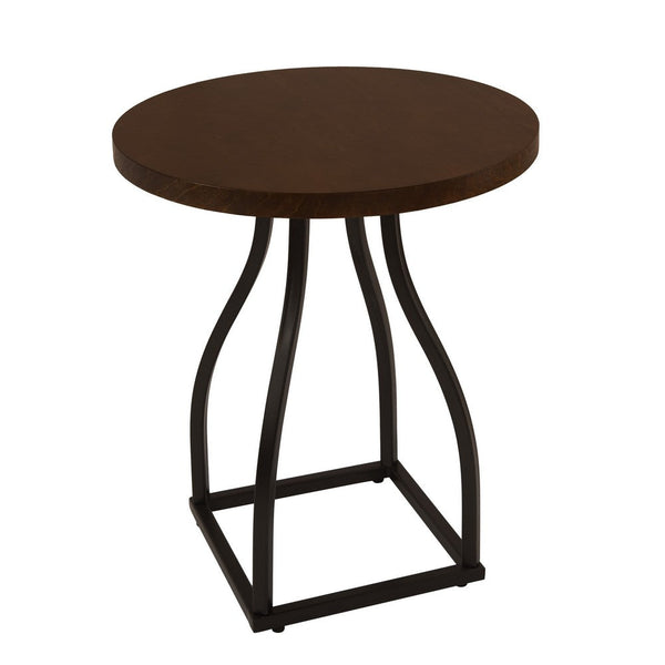Tior Accent Table, 20 Inch Round Wood Laminate Top, Black Metal Base -BM334115