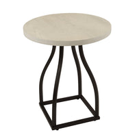 Tior Accent Table, 20 Inch Round Wood White Top, Black Metal Base -BM334116