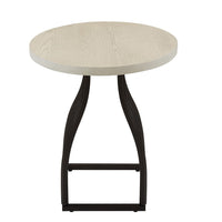 Tior Accent Table, 20 Inch Round Wood White Top, Black Metal Base -BM334116