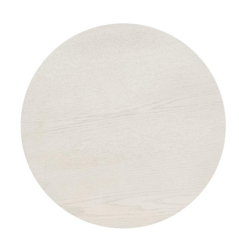 Tior Accent Table, 20 Inch Round Wood White Top, Black Metal Base -BM334116
