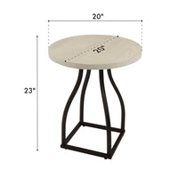 Tior Accent Table, 20 Inch Round Wood White Top, Black Metal Base -BM334116