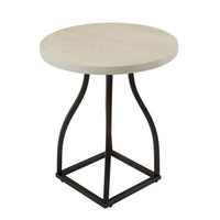 Tior Accent Table, 20 Inch Round Wood White Top, Black Metal Base -BM334116