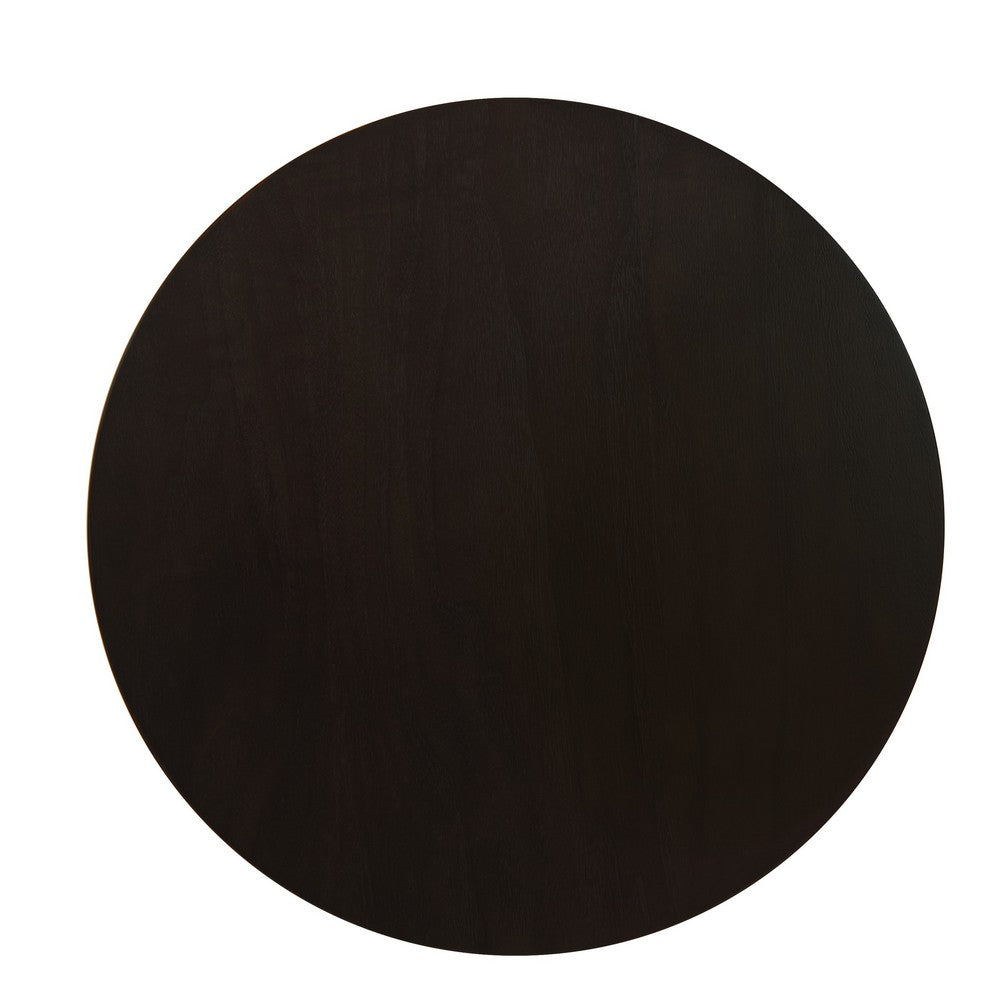 Tior Accent Table, 20 Inch Round Wood Brown Top, Gray Metal Base -BM334117