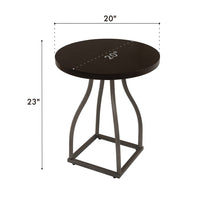 Tior Accent Table, 20 Inch Round Wood Brown Top, Gray Metal Base -BM334117