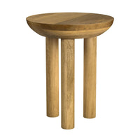 Yiro Side Table, 18 Inch Brown Mango Wood Top, Three-Legged Design -BM334118