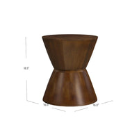 Accent Side Table, 16 Inch Round Brown Mango Wood, Hourglass Design -BM334120