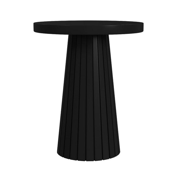 Waka Side Table, 18 Inch, Black Mango Wood Top, Minimalistic Design -BM334121