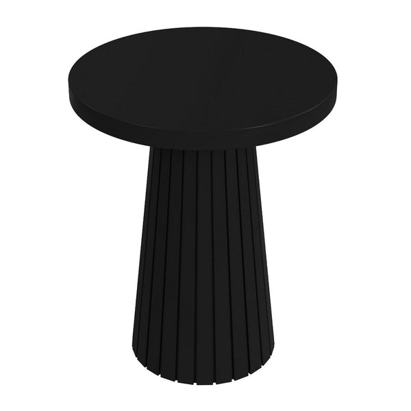 Waka Side Table, 18 Inch, Black Mango Wood Top, Minimalistic Design -BM334121