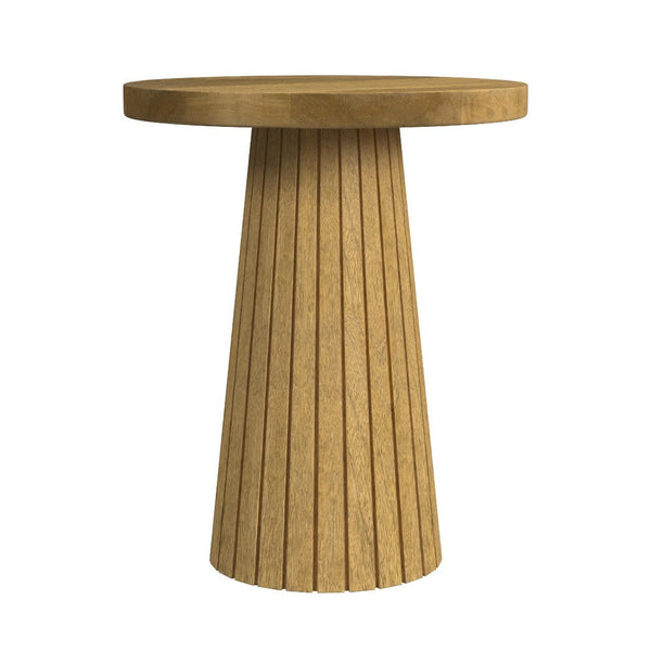 Waka Side Table, 18 Inch, Brown Mango Wood Top, Minimalistic Design -BM334122