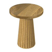 Waka Side Table, 18 Inch, Brown Mango Wood Top, Minimalistic Design -BM334122