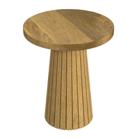 Waka Side Table, 18 Inch, Brown Mango Wood Top, Minimalistic Design -BM334122