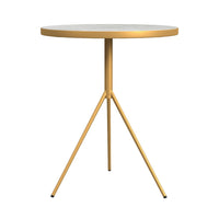 Side Table, Gold Metal Tripod Base and 18 Inch Round White Marble Top -BM334123