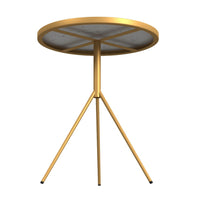Side Table, Gold Metal Tripod Base and 18 Inch Round White Marble Top -BM334123
