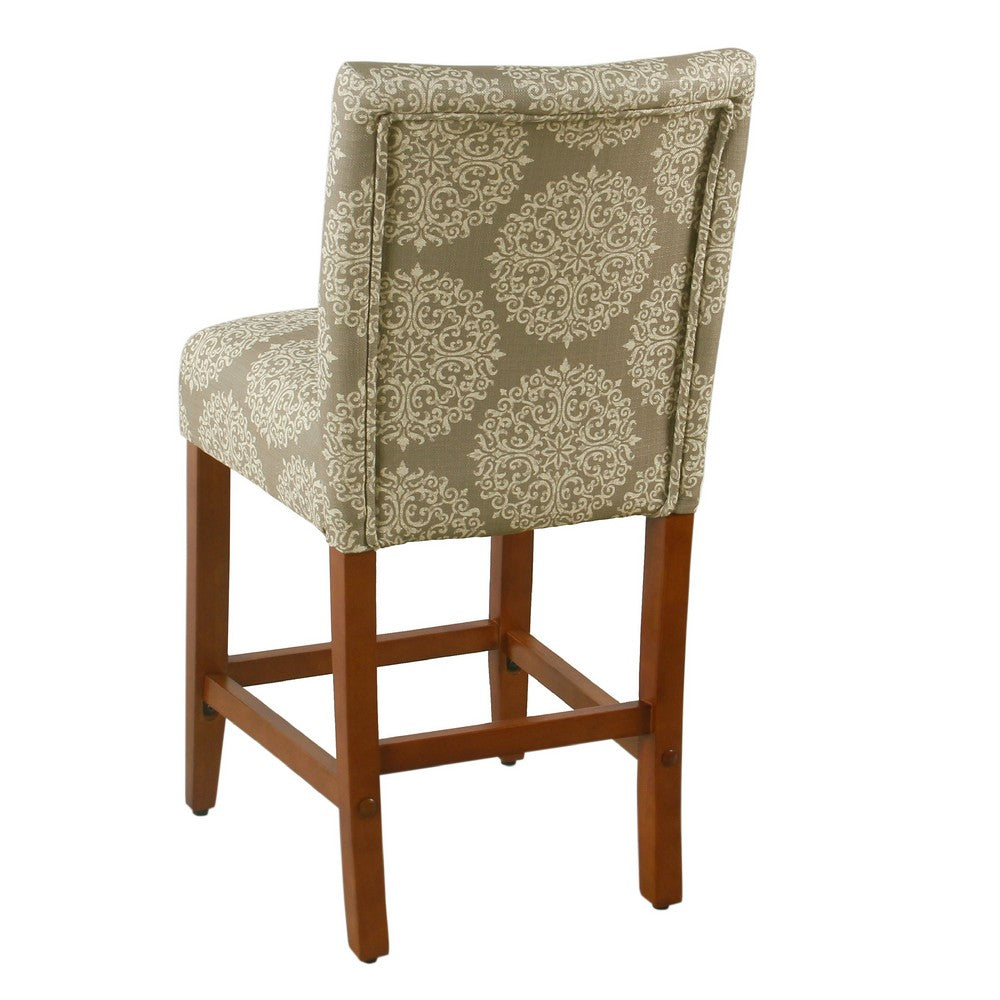Mono Counter Stool Chair, Cream Polyester with Medallion Print, Brown -BM334125
