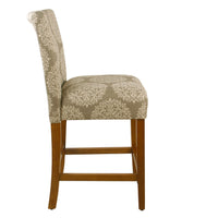 Mono Counter Stool Chair, Cream Polyester with Medallion Print, Brown -BM334125