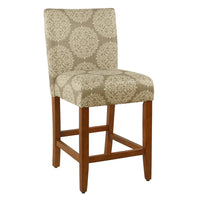 Mono Counter Stool Chair, Cream Polyester with Medallion Print, Brown -BM334125