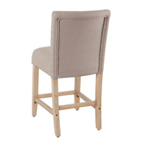 Siem Counter Stool Chair, Tan Brown Woven Fabric Seat, Nailhead Trim -BM334127