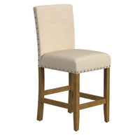 Siem Counter Stool Chair, Brown Beige Polyester Seat, Nailhead Trim -BM334128